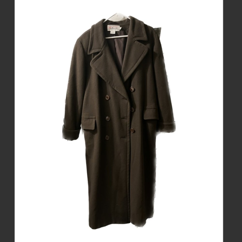 Talbots Vintage 100% Wool Brown Long Pea Coat 12